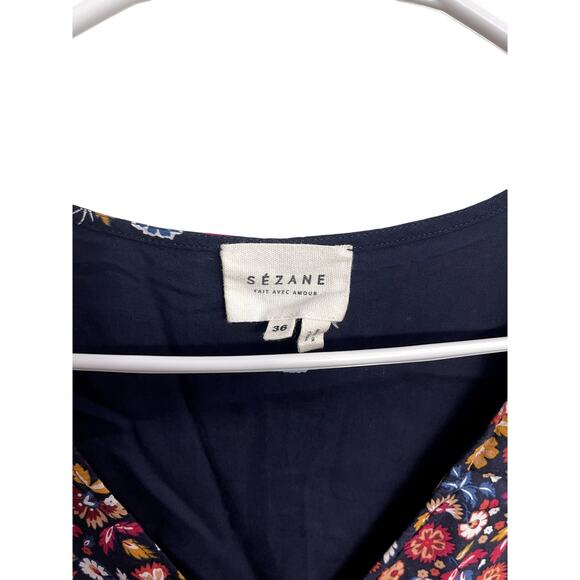 Sezane Daphna Mini Dress Floral Babydoll Boho Hippie Prairie Size 36 (US 4) - Picture 6 of 6